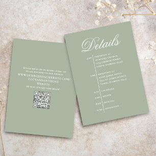 Green Wedding Timeline Details Simple RSVP Enclosure Card
