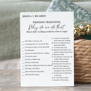 Green wedding tradition bridal shower game card