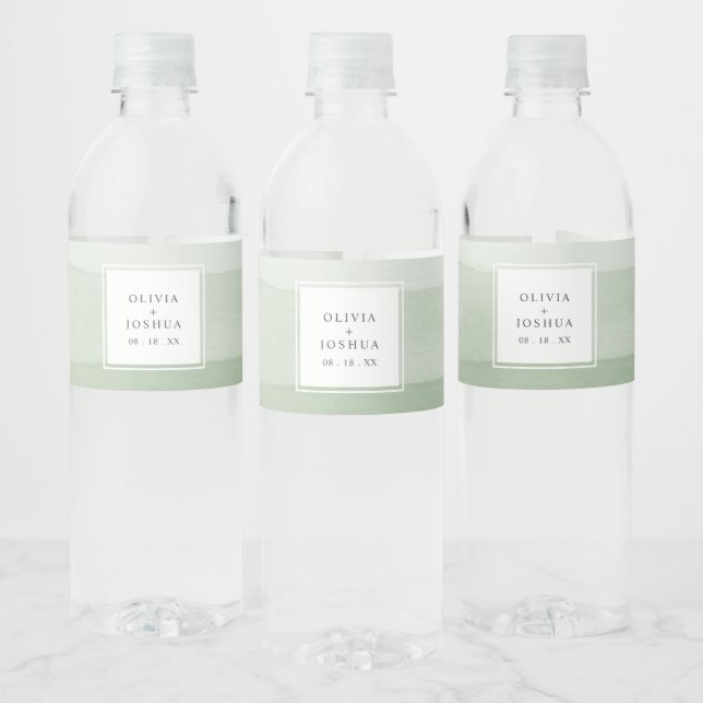 Green Wedding Water Bottle Label (Bottles)