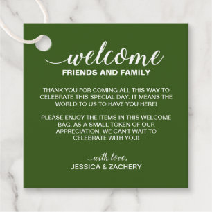 Green Wedding Welcome Gift Basket Bag Favour Tags