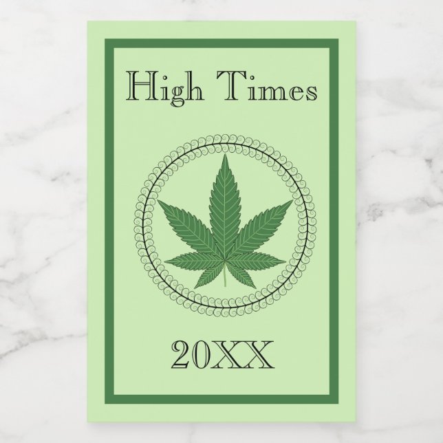 Green Weed Leaf Tree Swirl Trim Personalised Stash Food Label (Single Label)