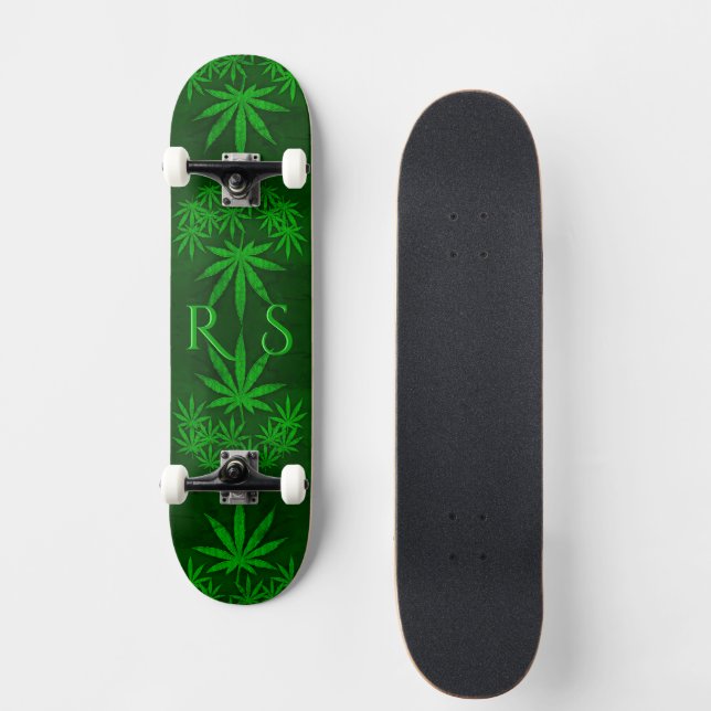 Green Weed Monogramed  Skateboard (Front)