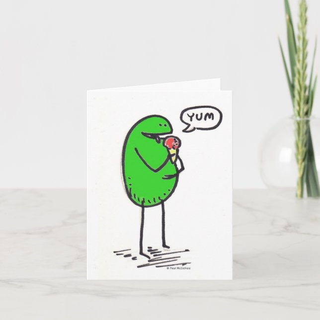 Green Weenii "Yum" Note Card (Front)