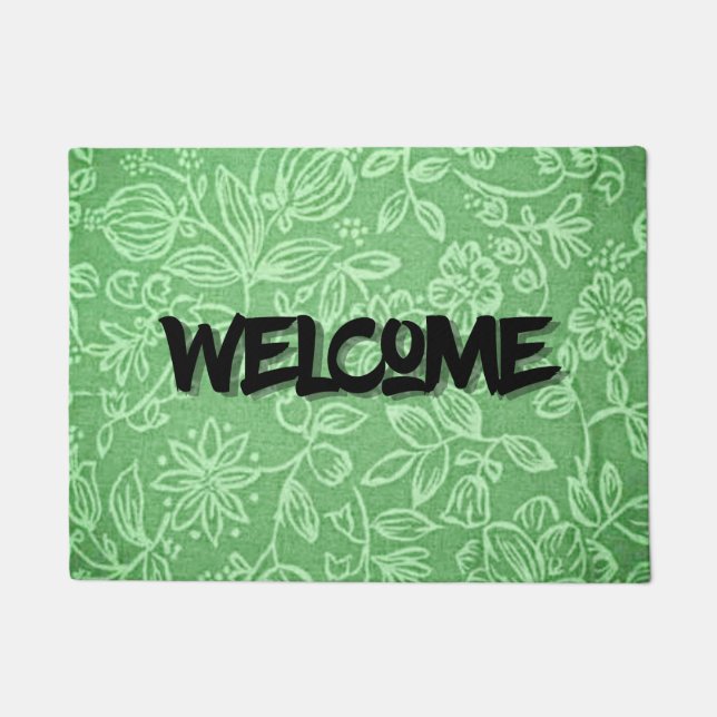 Green Welcome Doormat (Front)