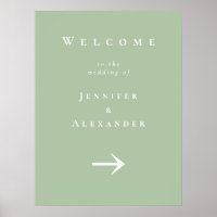 Green Welcome to Wedding Sign