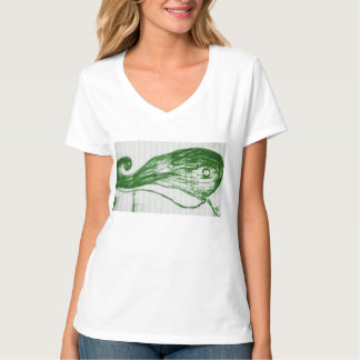 green whale drawing manga anime cartoon T-Shirt