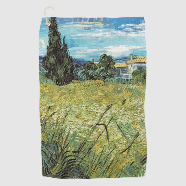 Green Wheat Field  Vincent van Gogh    Golf Towel (Front)