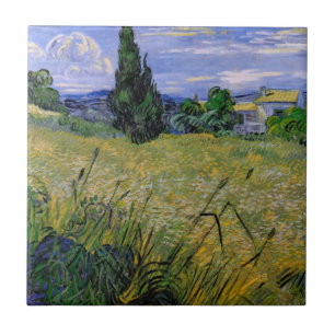 Green Wheat Field with Cypress by Vincent van Gogh Tile