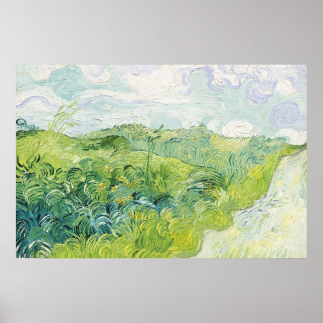 Green Wheat Fields, Auvers (1890) by Vincent Van G Poster (Front)