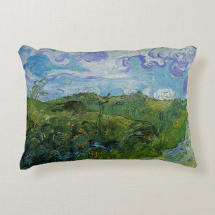 Green Wheat Fields by Vincent van Gogh Decorative Cushion