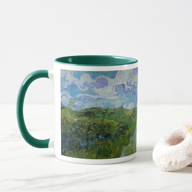 Green Wheat Fields by Vincent van Gogh Mug (With Donut)