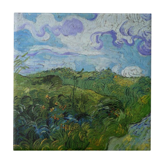 Green Wheat Fields by Vincent van Gogh Tile (Front)