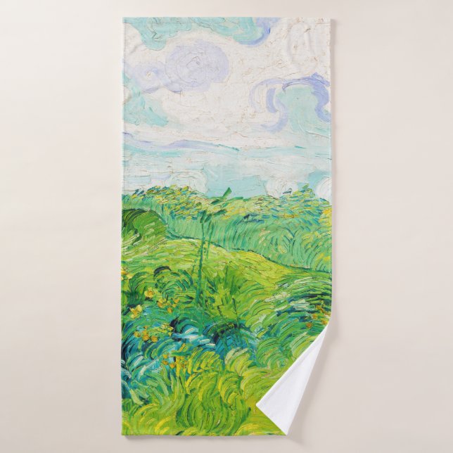 Green Wheat Fields, Van Gogh Bath Towel (Bath Towel)