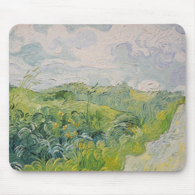 Green Wheat Fields - Van Gogh - c1889 Mouse Pad (Front)