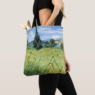 Green Wheatfield with Cypress, Tote Bag