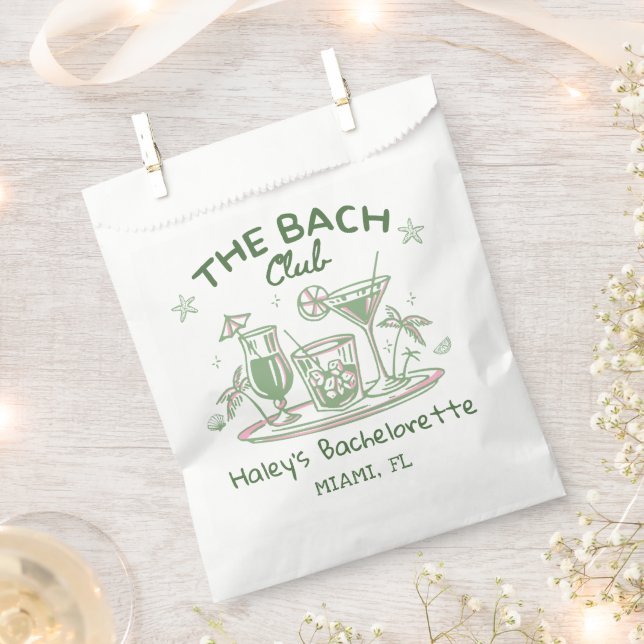 Green Whimsical Beach Cocktail Bachelorette Party Favour Bags (Clipped)