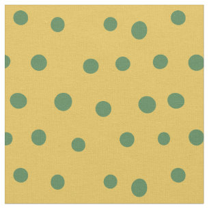 Green Whimsical Dots on Yellow Fabric