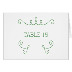 Green Whimsical Flourish Table Number Card