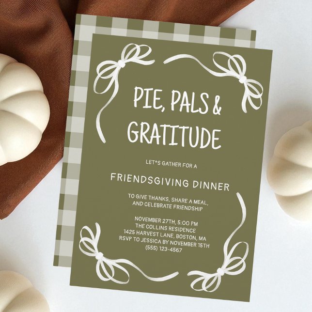 Green Whimsical Hand Drawn Friendsgiving Dinner Invitation (Green Whimsical Hand Drawn Friendsgiving Dinner Invitation)