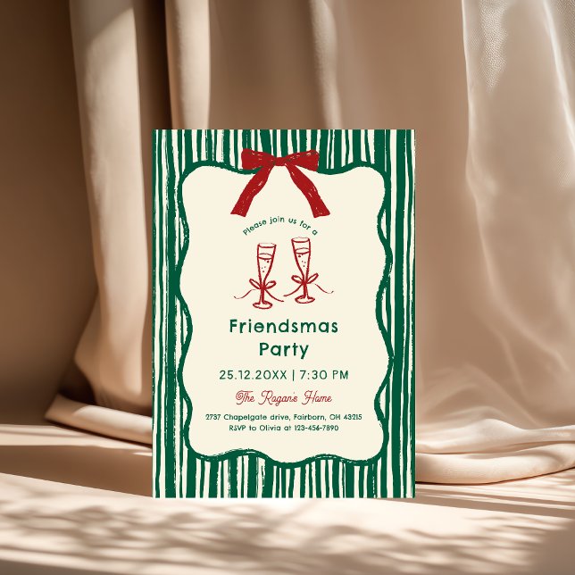 Green Whimsical Hand Drawn Friendsmas Party Invitation (Creator Uploaded)