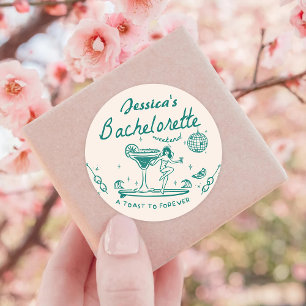 Green Whimsical Hand drawn Funky Bachelorette Classic Round Sticker