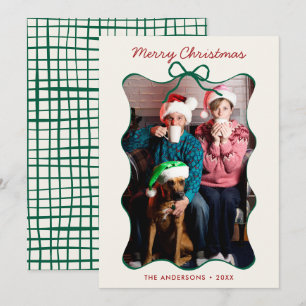 Green Whimsical Hand Drawn Wavy Frame Christmas Holiday Card
