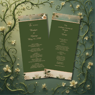 green Whimsical Mediaeval Forest Wedding program  Programme