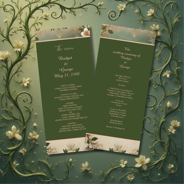 green Whimsical Mediaeval Forest Wedding program  Programme (Creator Uploaded)