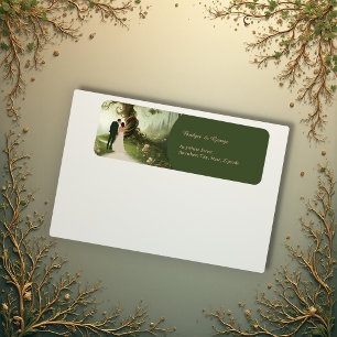 green Whimsical Medieval Forest Wedding address