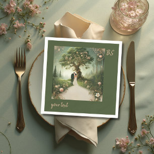green Whimsical Medieval Forest Wedding Napkin