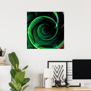 Green Whirlpool Psychedelic Hypnotic Swirl Vortex  Poster