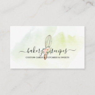 Green Whisk Signature bakery cute Business Card