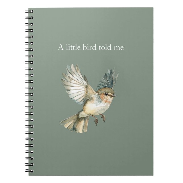 Green White A Little Bird Told Me Notebook (Front)