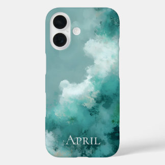 Green & White Abstract Paint  iPhone 16 Case