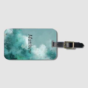 Green & White Abstract Paint Luggage Tag