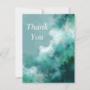 Green & White Abstract Paint Thank You Card