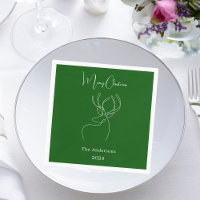 Green white abstract reindeer modern Christmas