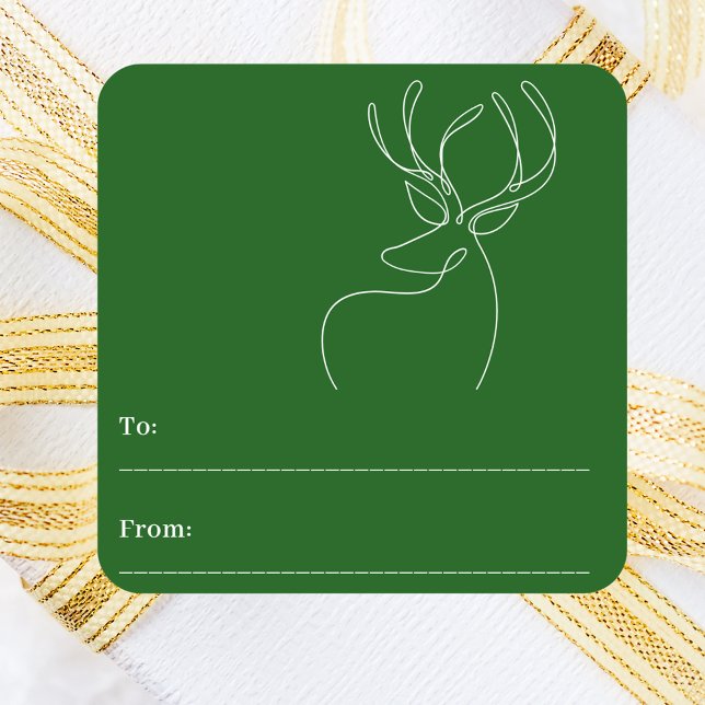 Green white abstract reindeer modern Christmas Square Sticker (Creator Uploaded)