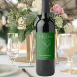 Green white abstract reindeer modern Christmas Wine Label<br><div class="desc">Green background,  and a white abstract one line reindeer.  Personalise and add a name and year. Text: Merry Christmas</div>