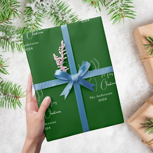 Green white abstract reindeer modern Christmas Wrapping Paper (Creator Uploaded)