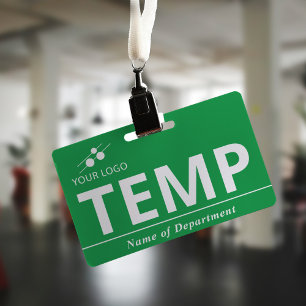 Green White Add Your Logo Temp ID Badge