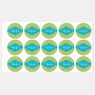 Green White Anchor Pattern Teal Monogram