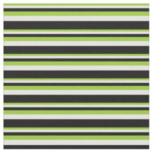 Green, White, and Black Coloured Striped Pattern Fabric