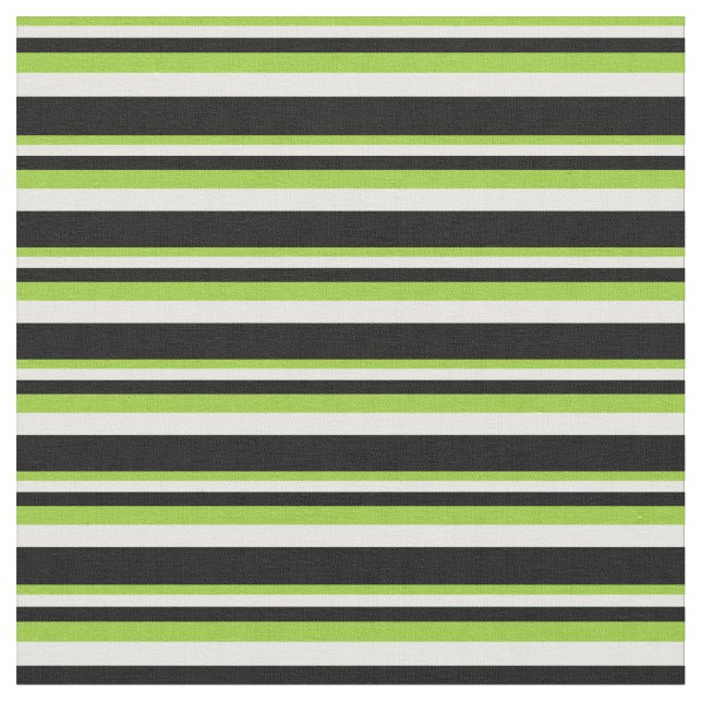 Green, White, and Black Coloured Striped Pattern Fabric (Close Up)
