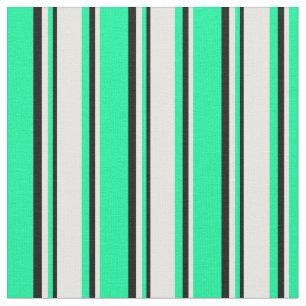 Green, White, and Black Coloured Stripes Fabric