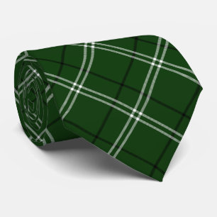 Green White and Black Elegant Plaid  Tie