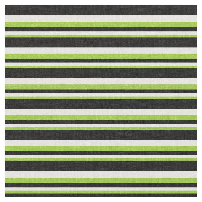 Green, White, and Black Lined/Striped Pattern Fabric (Close Up)