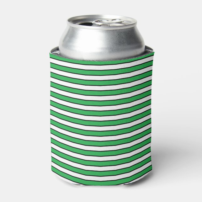 Green, White and Black Stripes Can Cooler (Can Front)
