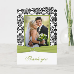Green, White, and Black Thank You Card with Photo