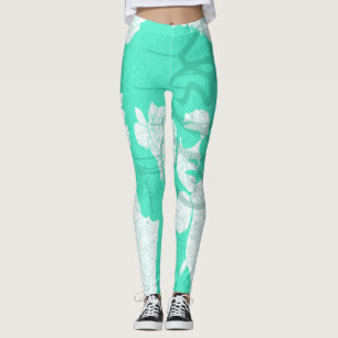 Green, white and graffiti afro leggings